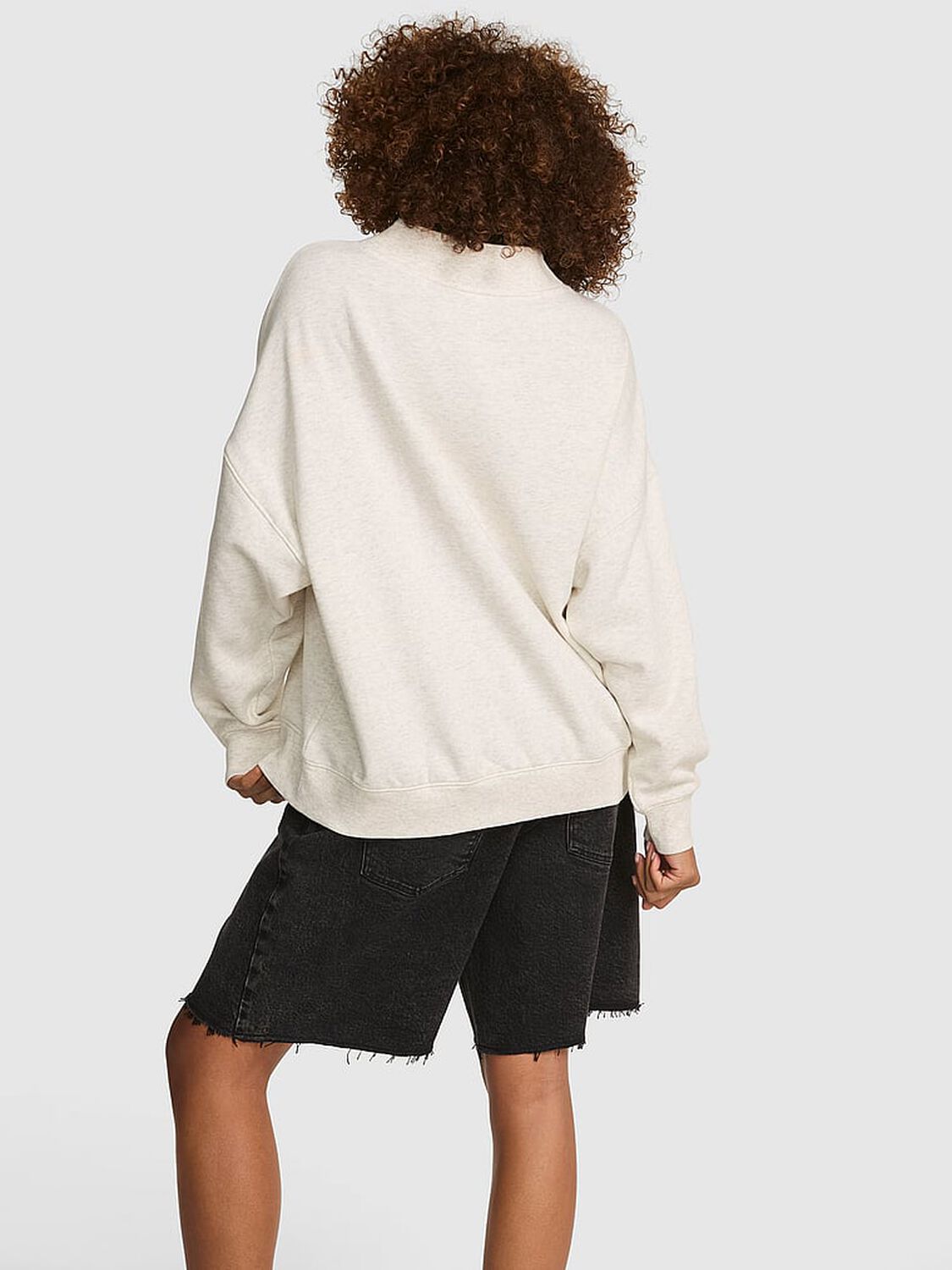 vs Pink Campus Fleece&trade; Oversized Mock-Neck Sweatshirt Snow Heather 2 of 3 
