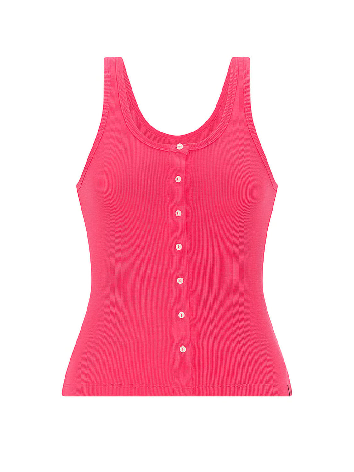 vs Pink Relaxed Rib Button-Down Tank Top Candy Pink 3 of 3 