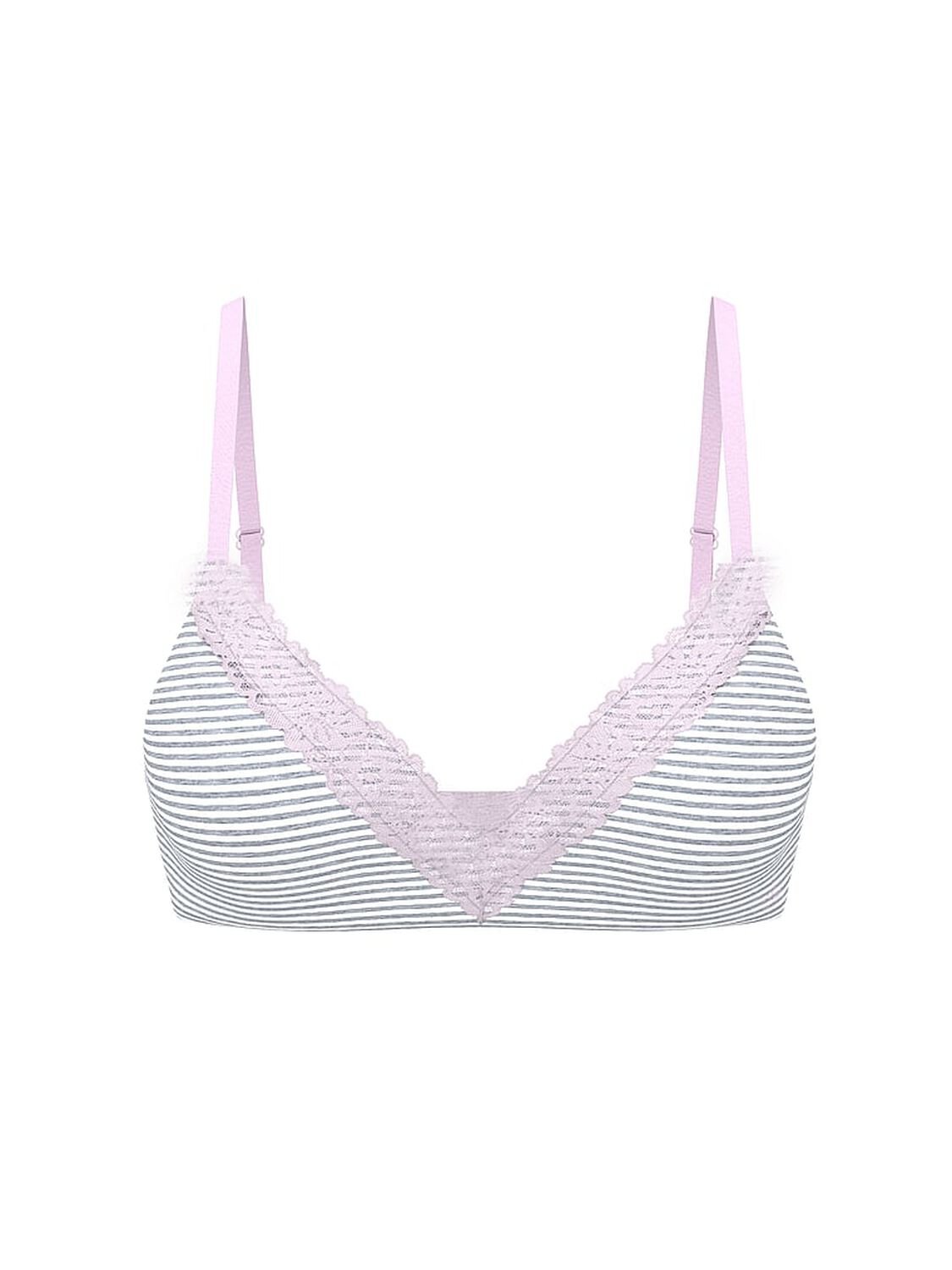 vs Pink Wear Everywhere Wear Everywhere Lightly Lined Wireless Bra Medium Heather Grey Stripe 3 of 3 