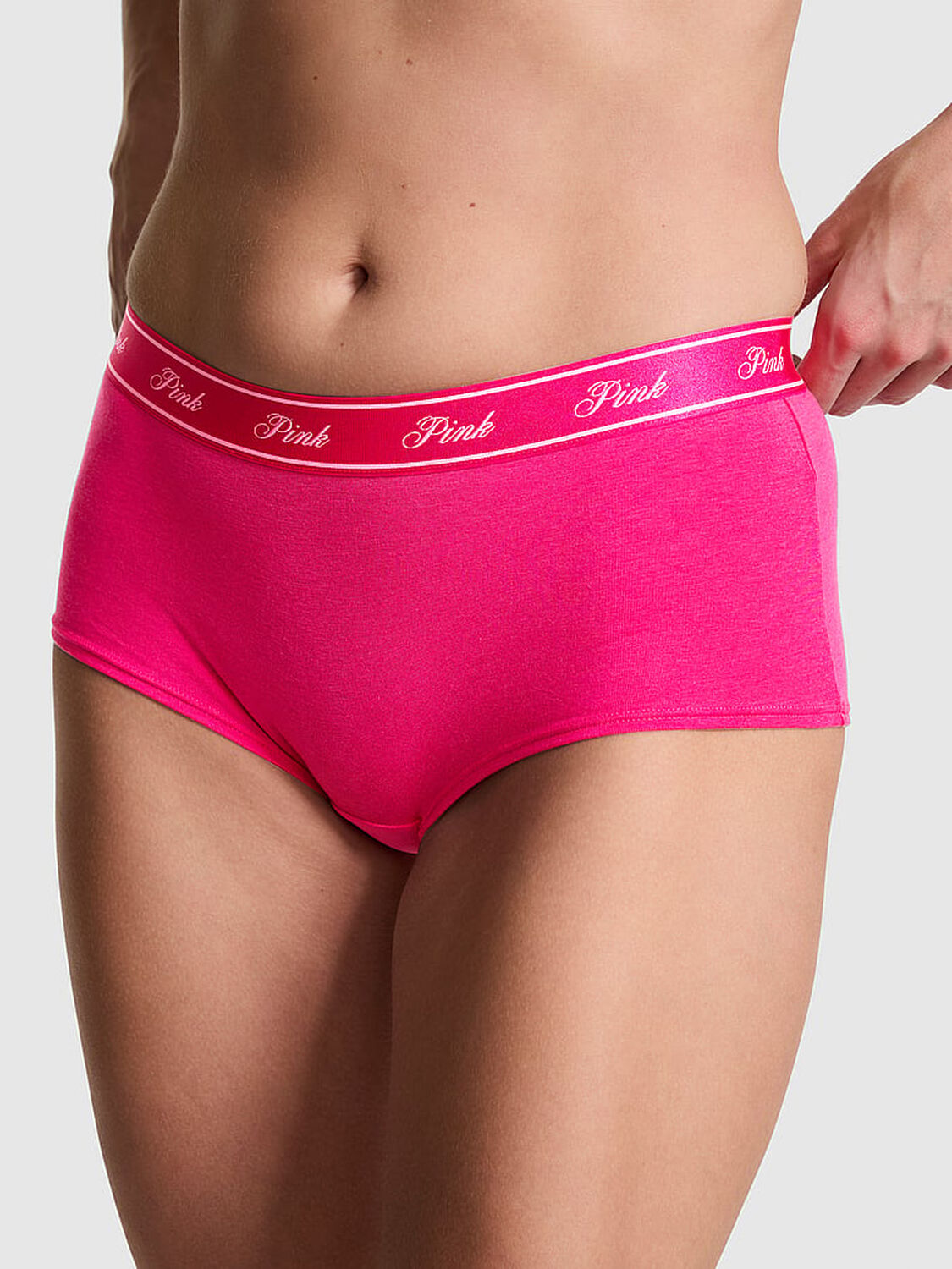 vs Pink Logo Cotton Boyshort Panty Hot Stuff 1 of 3 