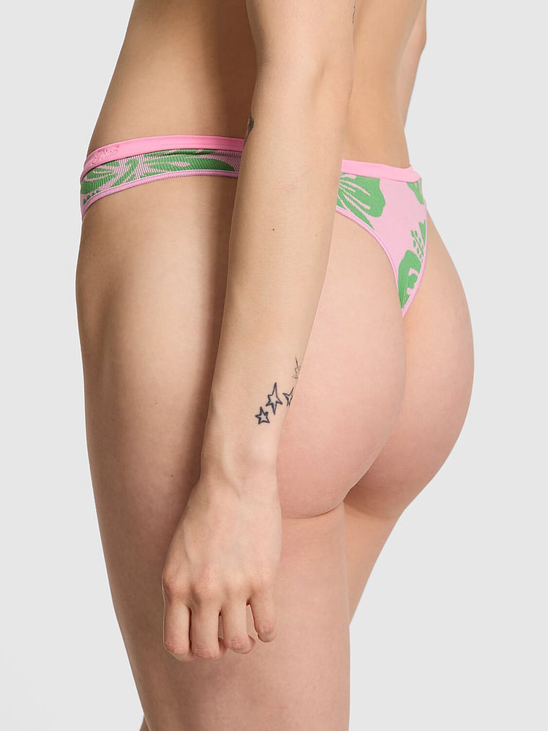 vs Pink Seamless High-Leg Thong Panty Pink Lollipop Hibiscus Print�� 2 of 3 