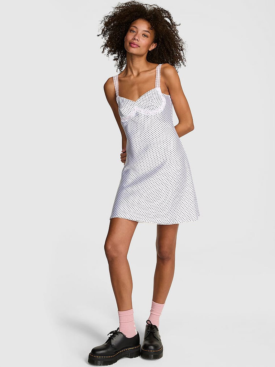 vs Pink By Frankies Bikinis Scout Crepe Midi Dress Polka 1 of 3 