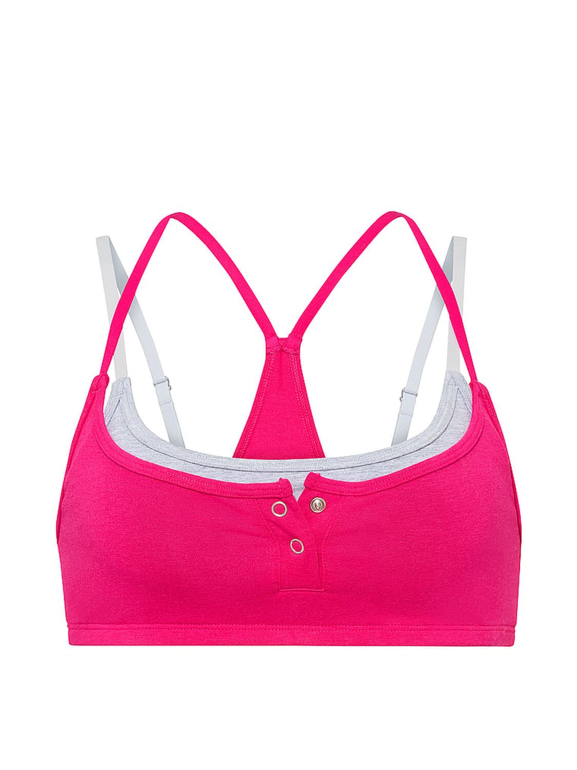 vs Pink All-Day Cotton&trade; Double Up Henley Bra Hot Stuff 3 of 4 