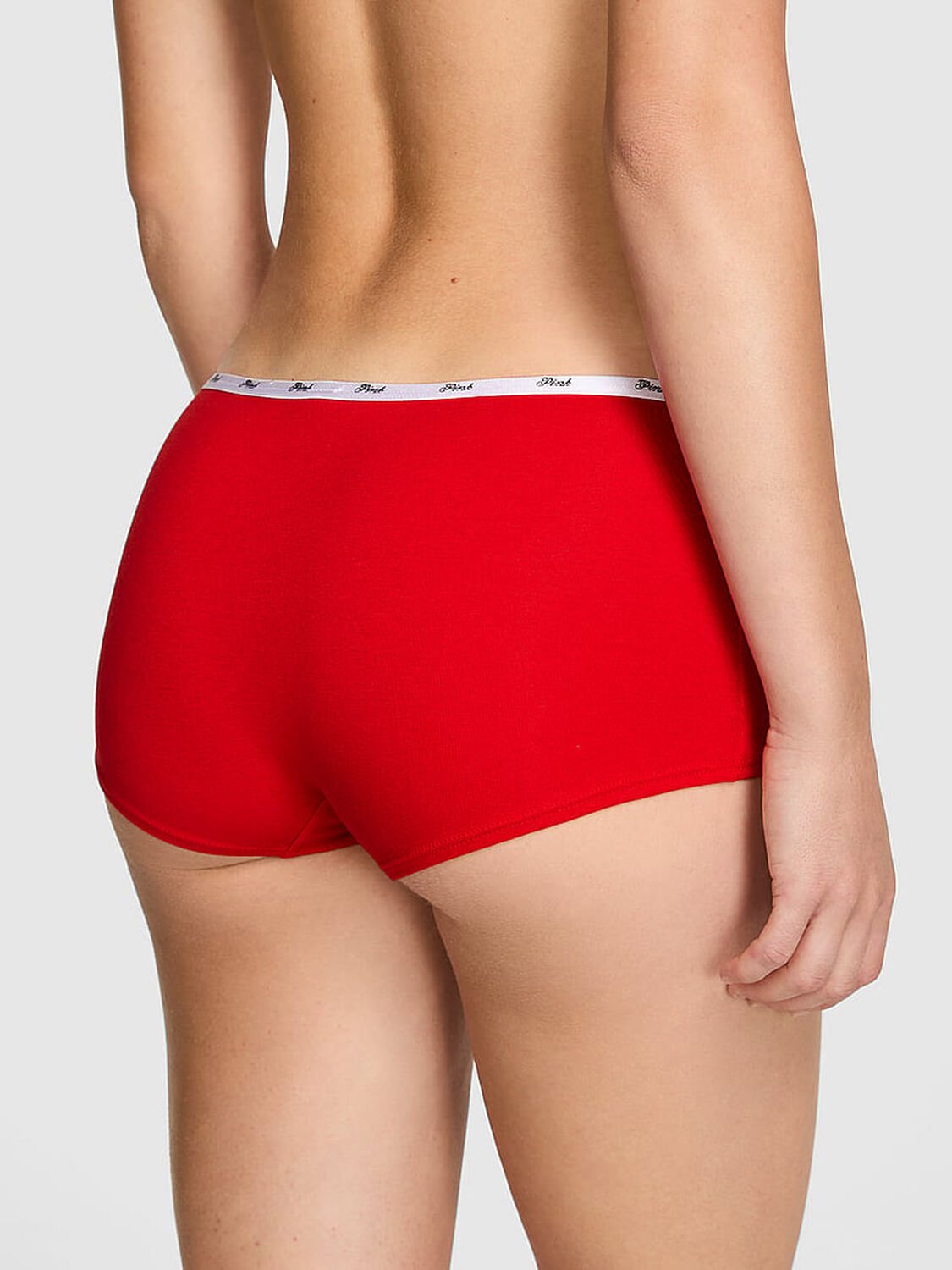 vs Pink Logo Cotton Boyshort Panty Bright Vermillion 2 of 2 
