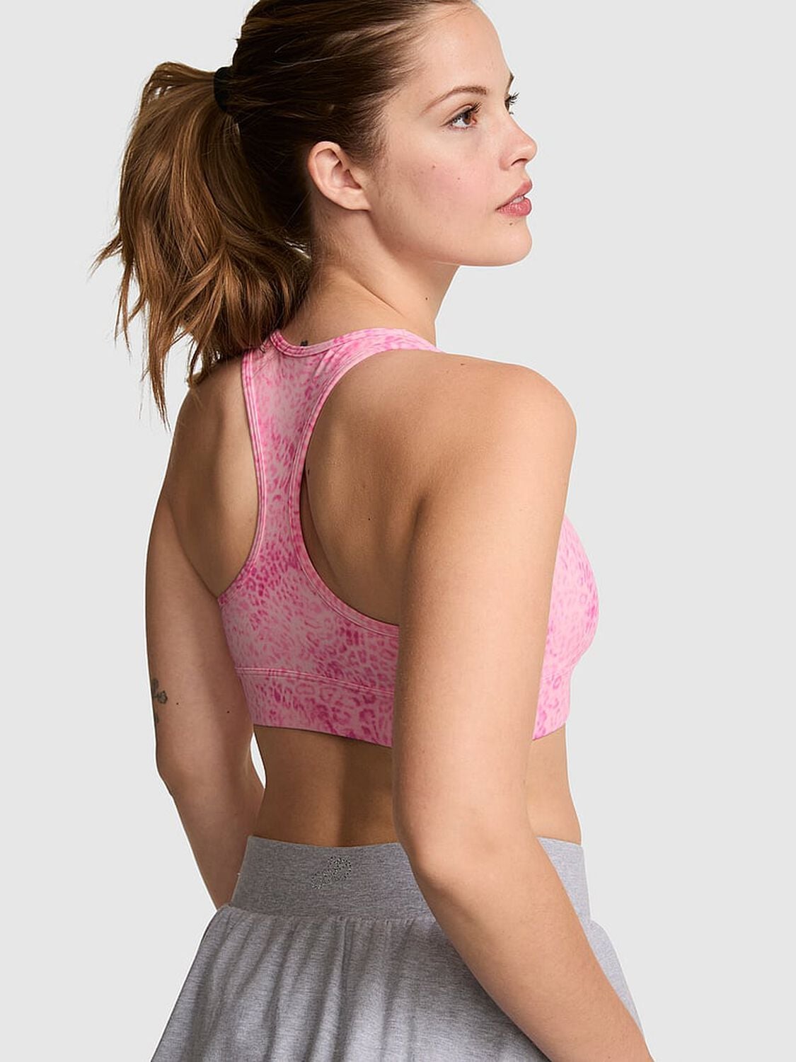 pink Pink PINK Relay&trade; Racerback Sports Bra Pink Leopard 2 of 3 