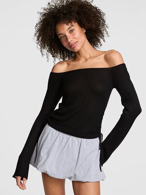Side-Ruched Oﬀ-The-Shoulder Sweater