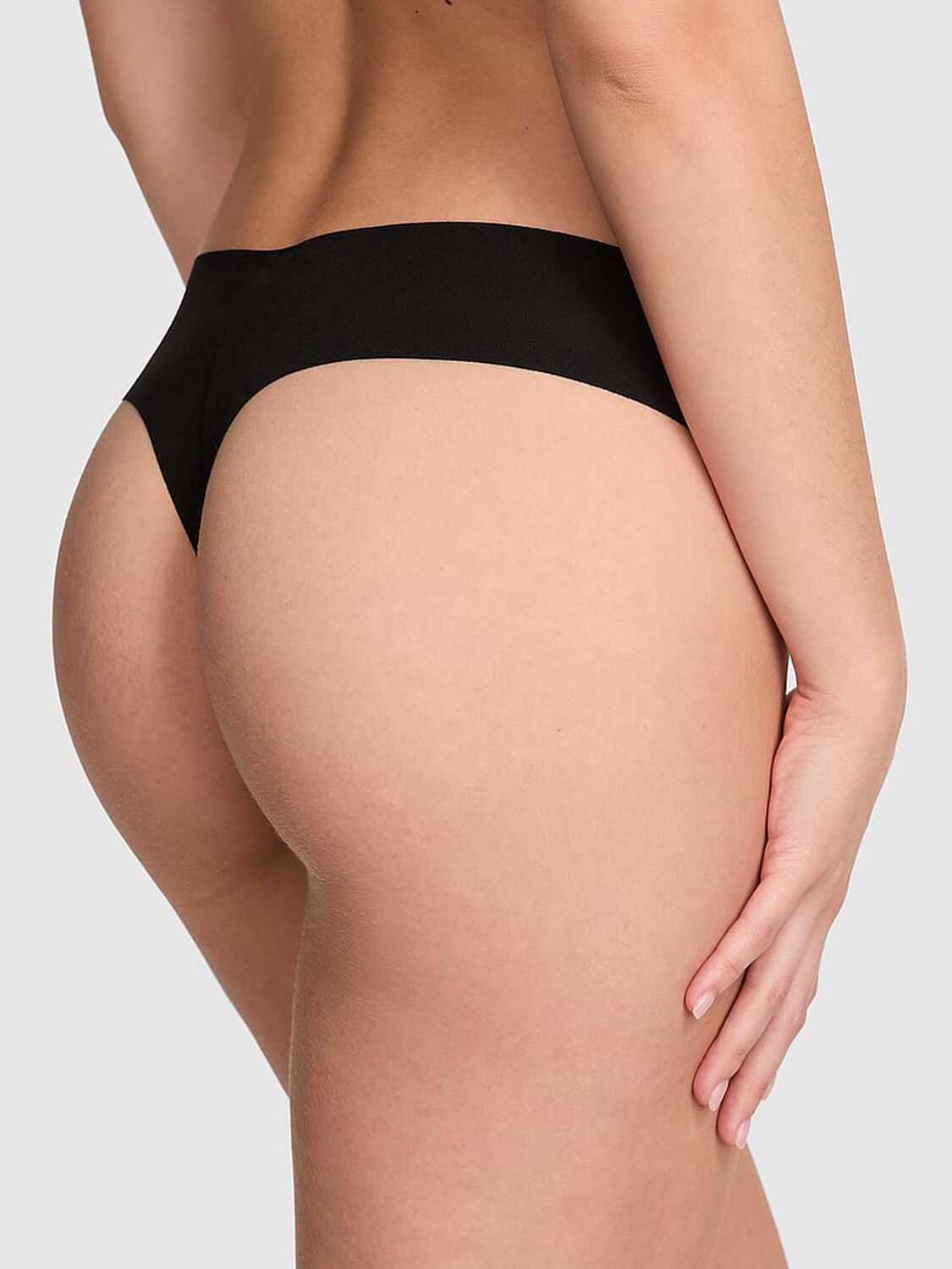 vs Pink No-Show Thong Panty Pure Black 2 of 3 