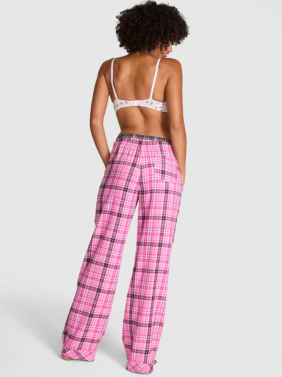 vs Pink Boyfriend Flannel Sleep Pants Pink Lollipop Plaid 2 of 3 