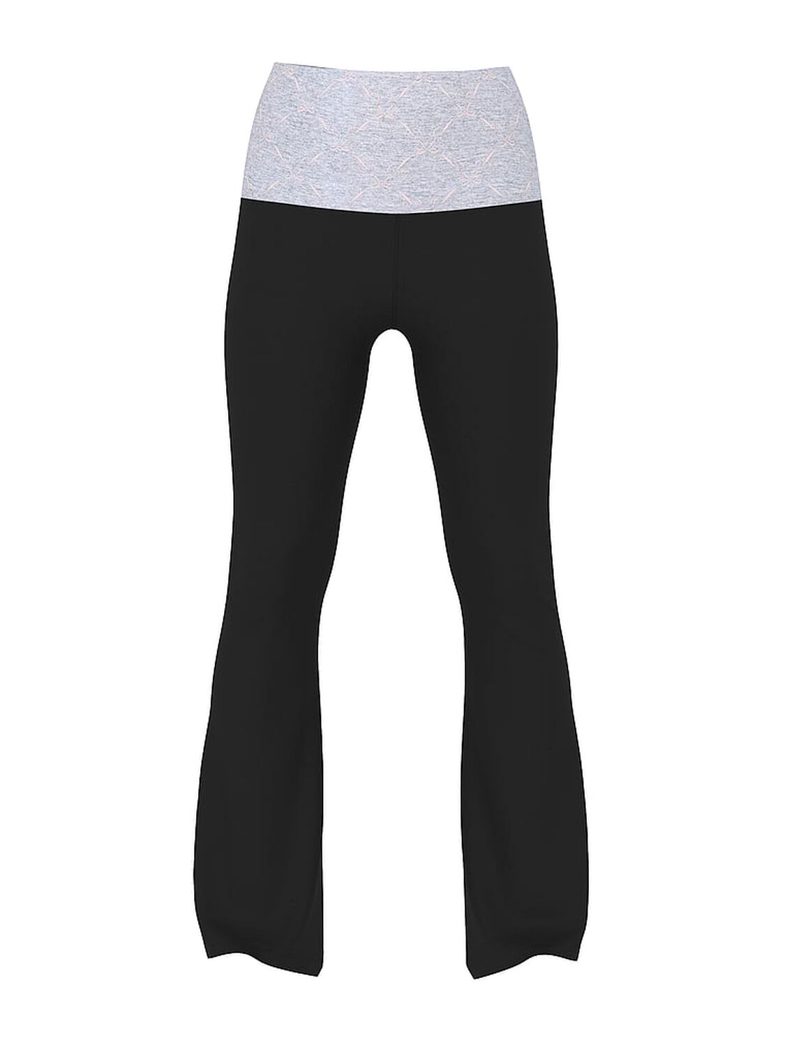 vs Pink All-Day Cotton Foldover Flare Leggings Pure Black Mhg Bow Wb 3 of 3 