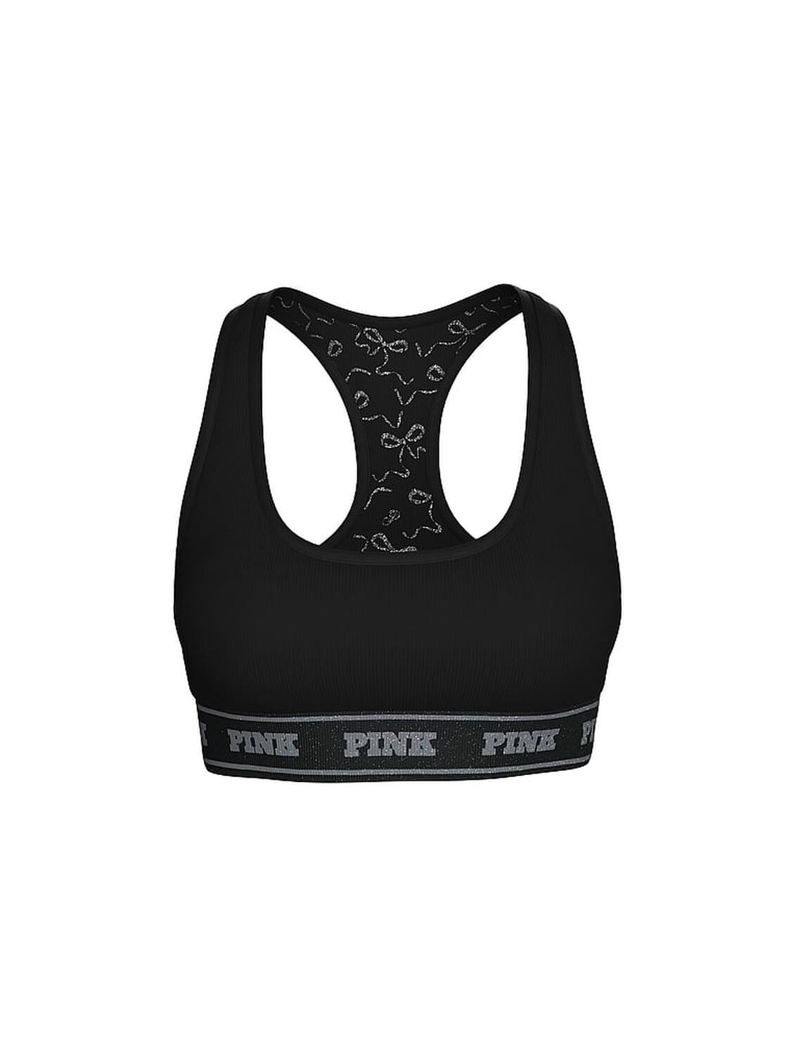 pink Pink Seamless Reversible Sports Bra Pure Black Lurex Bows 3 of 3 