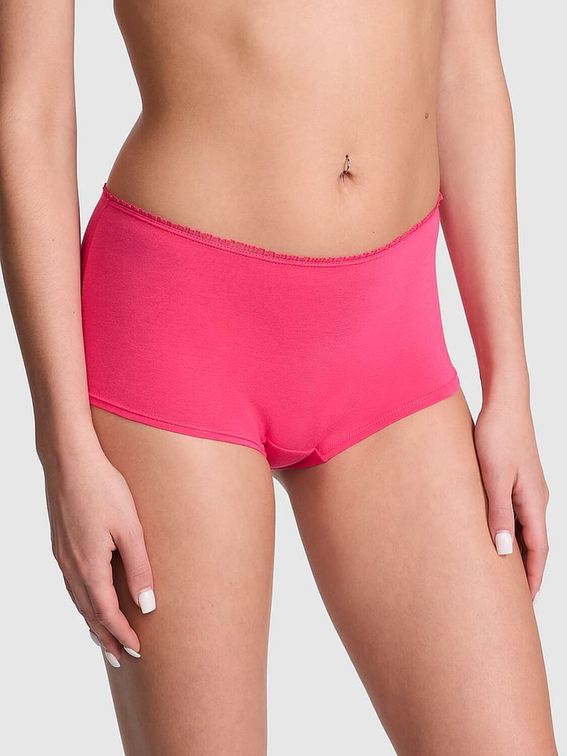 vs Pink Cotton Boyshort Panty Double Bubble Mesh Heart Graphic 1 of 3 