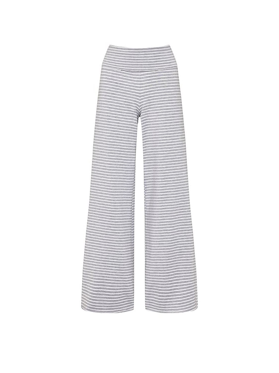 vs Pink All-Day Cotton&trade; Foldover Wide-Leg Pants Grey Stripe 3 of 3 