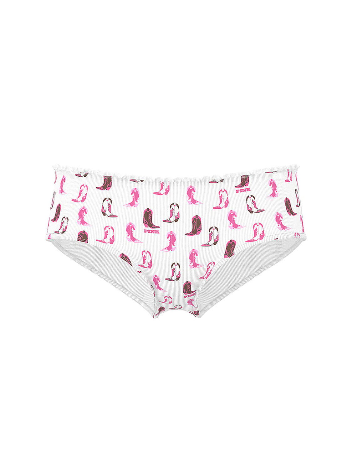 vs Pink Cotton Back-Tie Cheeky Panty White Cowboy Boot Print Side Tie 3 of 3 