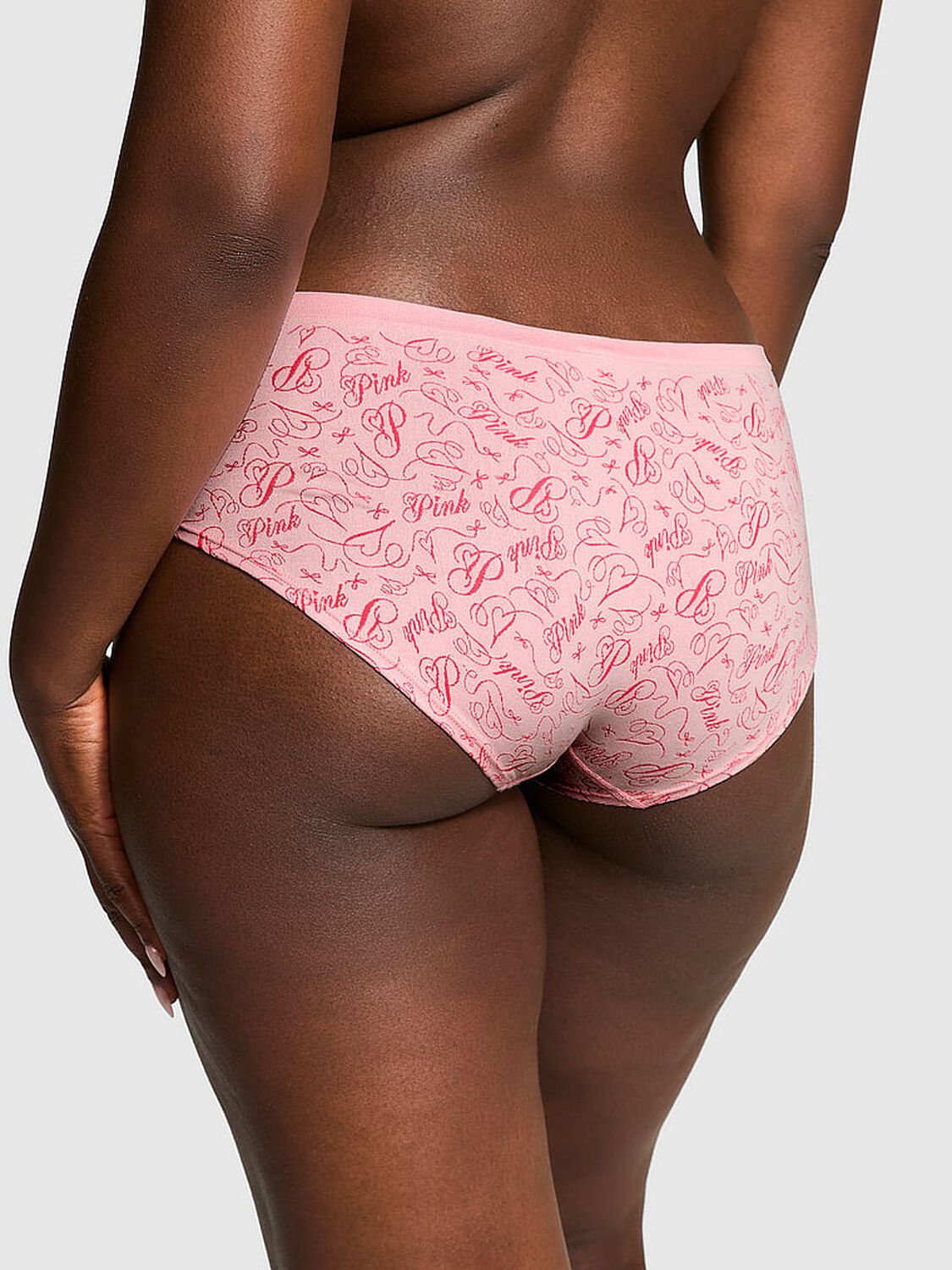 vs Pink Seamless Hiphugger Panty Angel Pink Love Script Print 2 of 3 