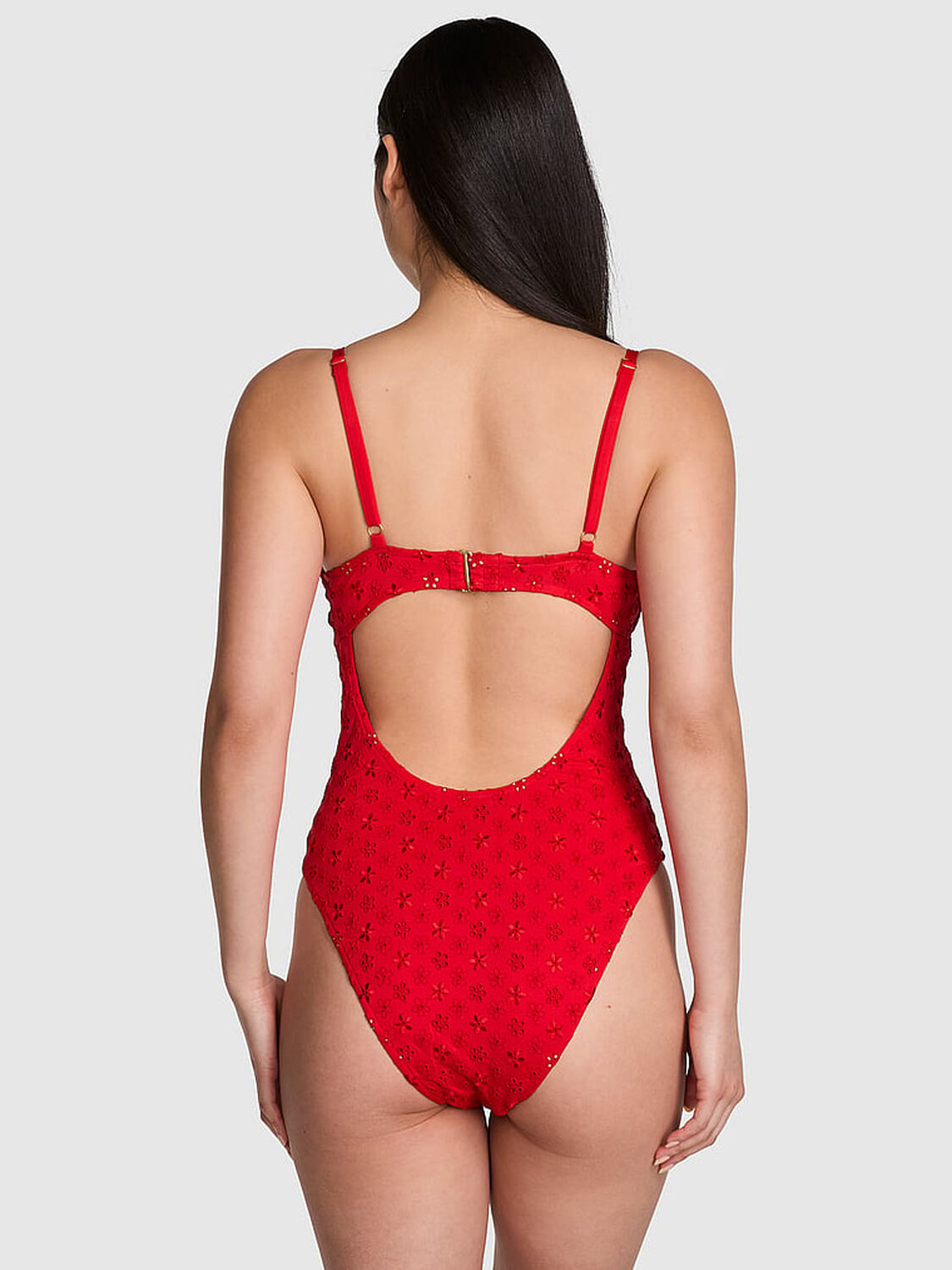 vs Pink By Frankies Bikinis Nova Eyelet One-Piece Swimsuit Bandana Red 2 of 2 