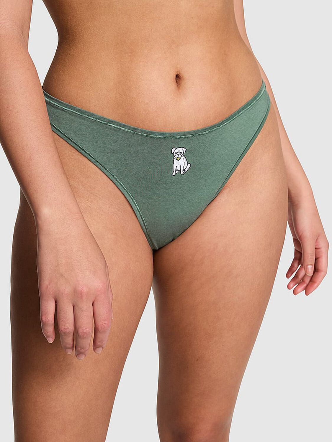 vs Pink Cotton High-Leg Thong Panty Fresh Forest W Dog Graphic 1 of 3 