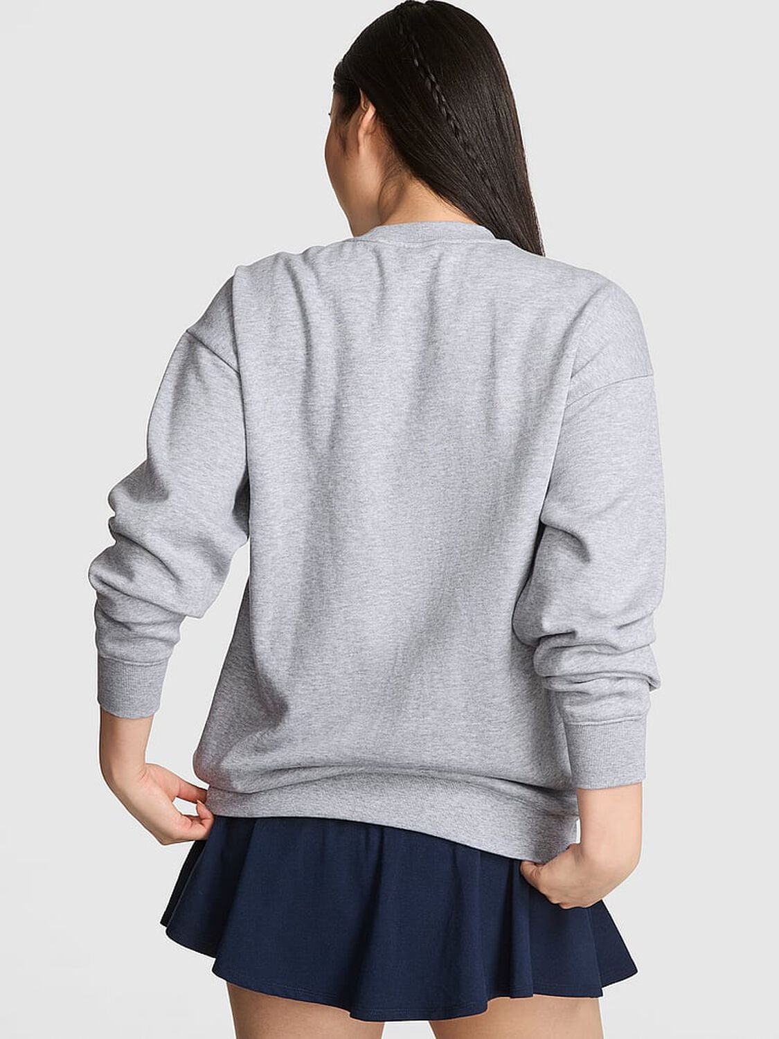 vs Pink Ivy Fleece Oversized Crew Sweatshirt Vs Medium Heather Grey Holiday 2 of 2 