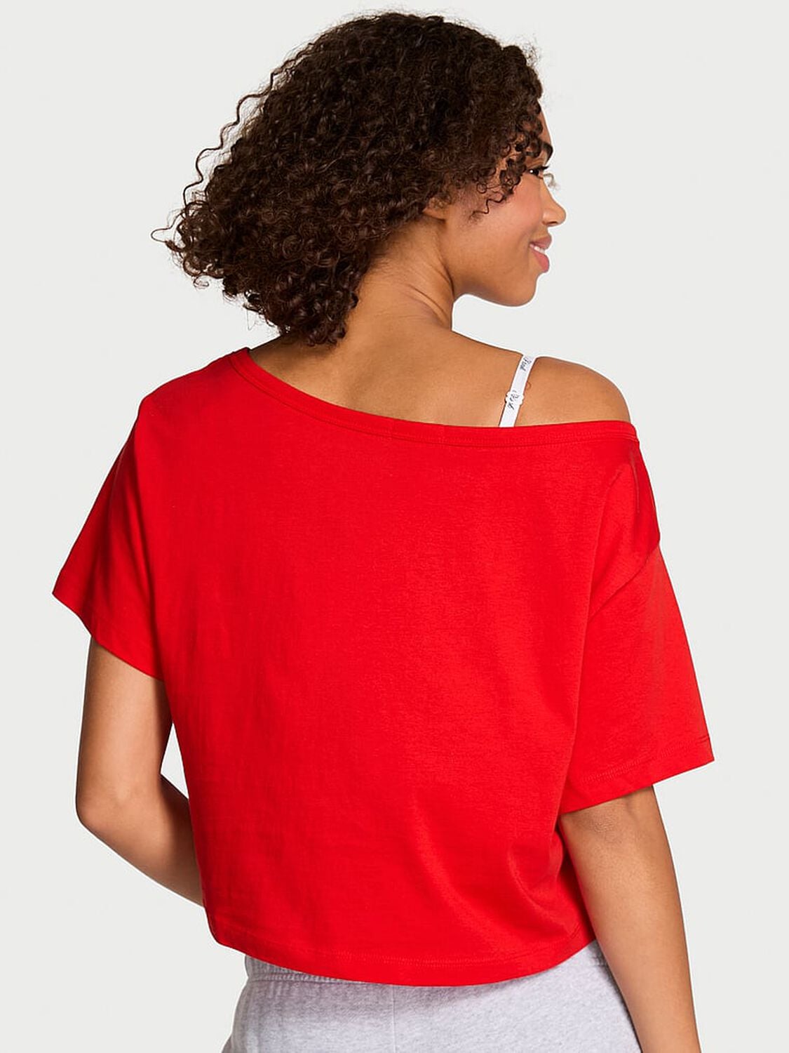 pink Pink Slouchy Cropped Sleepshirt Bright Vermillion 2 of 3 