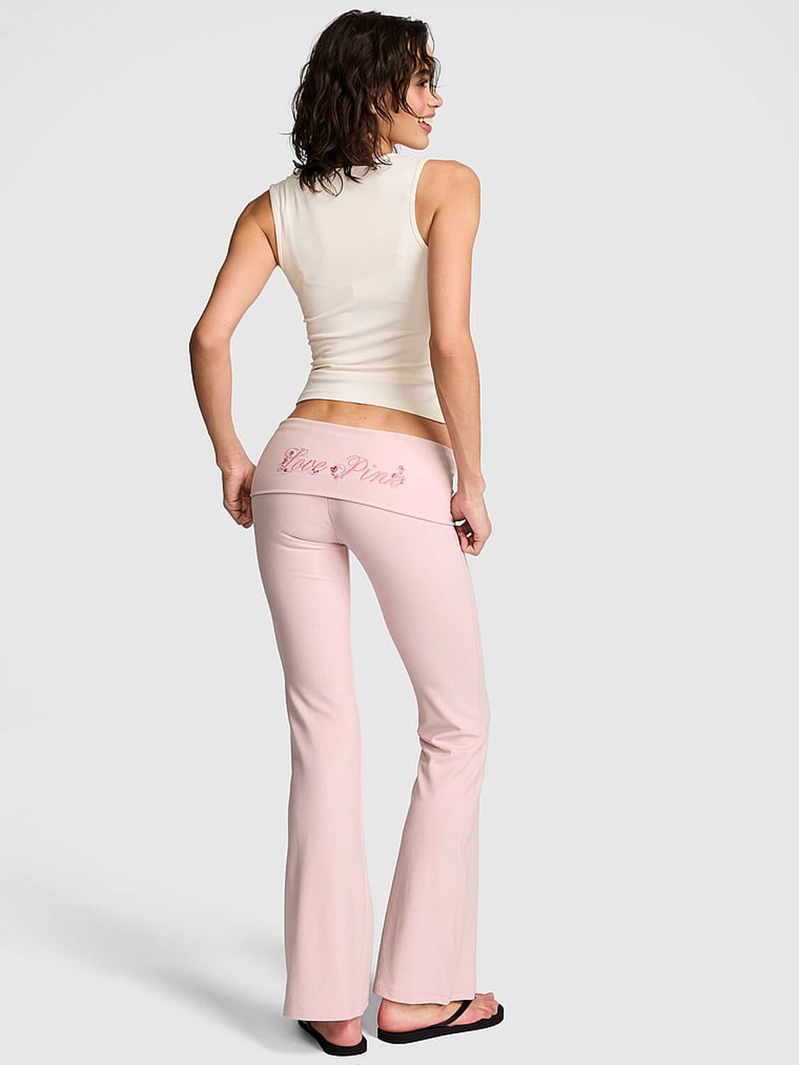 vs Pink Soft Modal Foldover Kick-Flare Leggings Dollhouse 2 of 3 