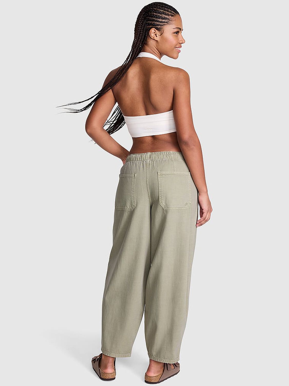 vs Pink Take It Easy Pull-On Barrel Pants Slate Green 2 of 3 