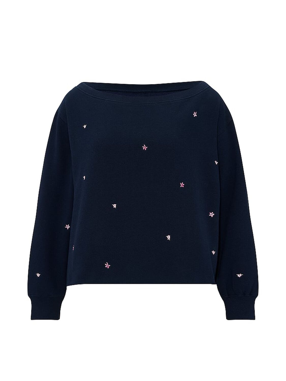 vs Pink Campus Fleece&trade; Rib Off-The-Shoulder Sweatshirt Noir Navy 3 of 3 