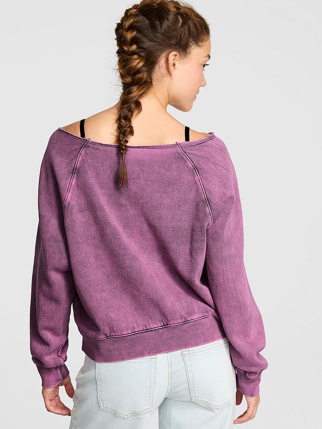 vs Pink Ivy Fleece Off-The-Shoulder Sweatshirt Pink Lollipop Band 2 of 3 
