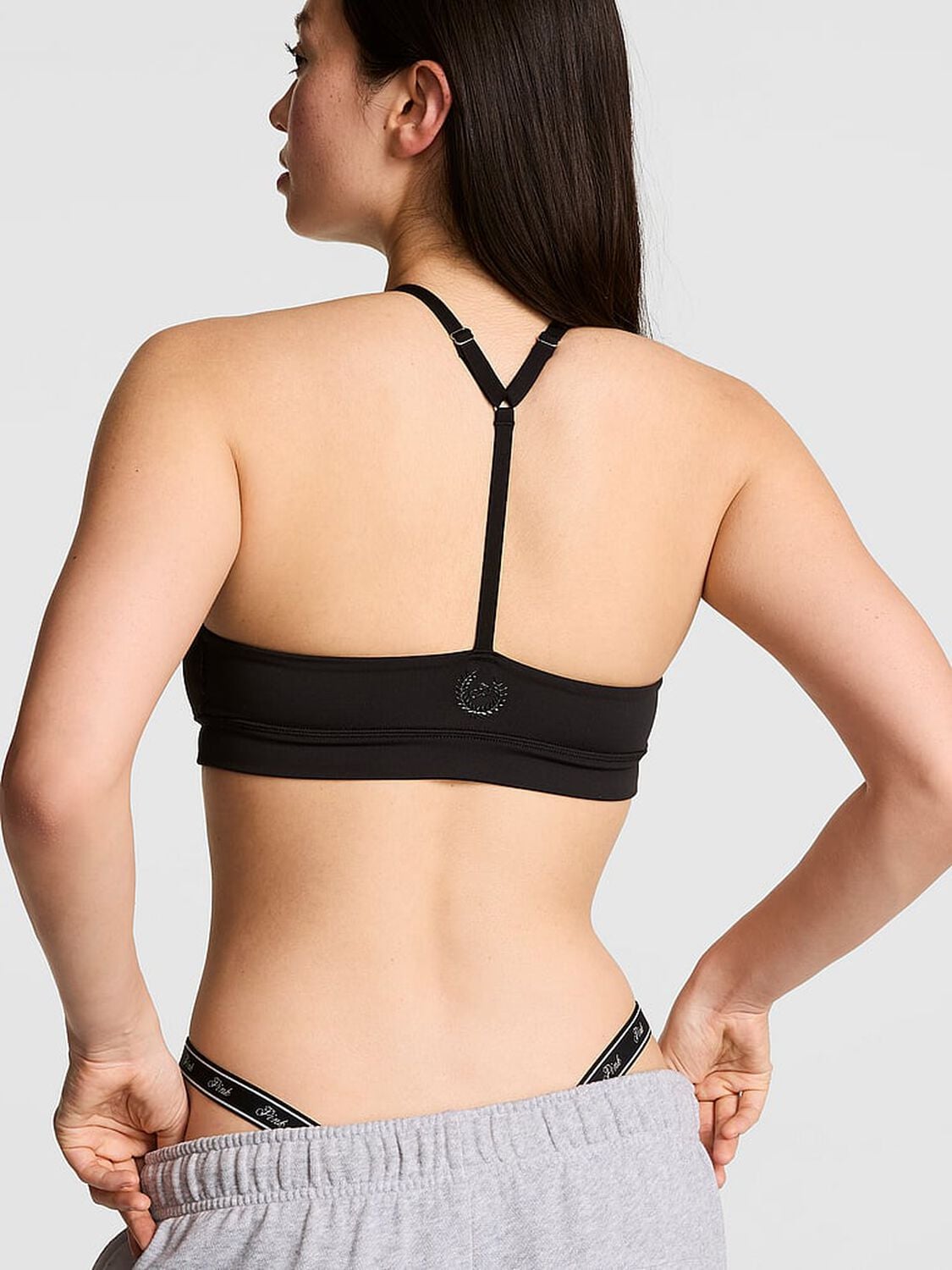 vs Pink PINK Relay&trade; Ruched Plunge Sports Bra Black 2 of 2 