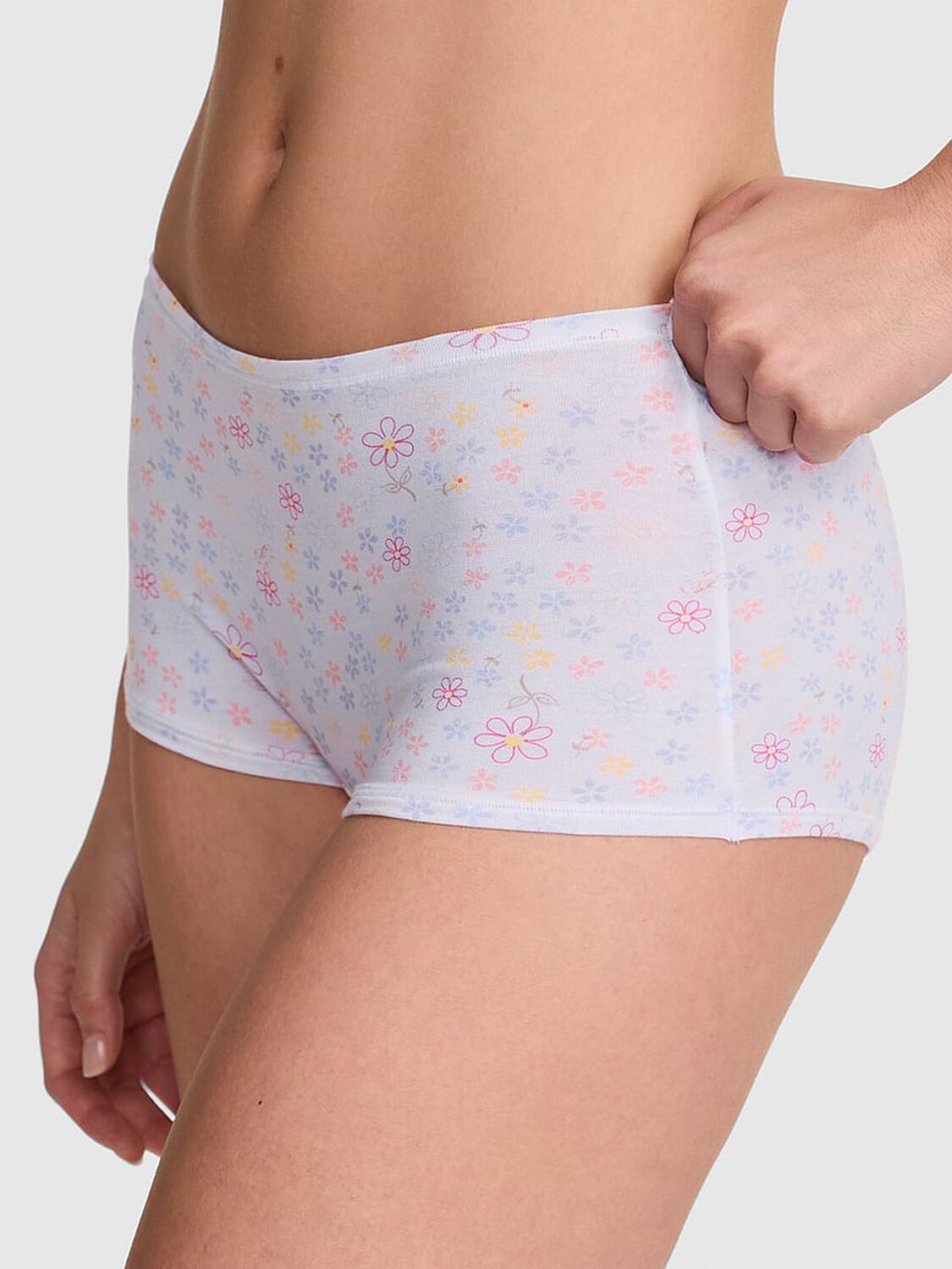 vs Pink Cotton Boyshort Panty White Floral Print 3 of 3 