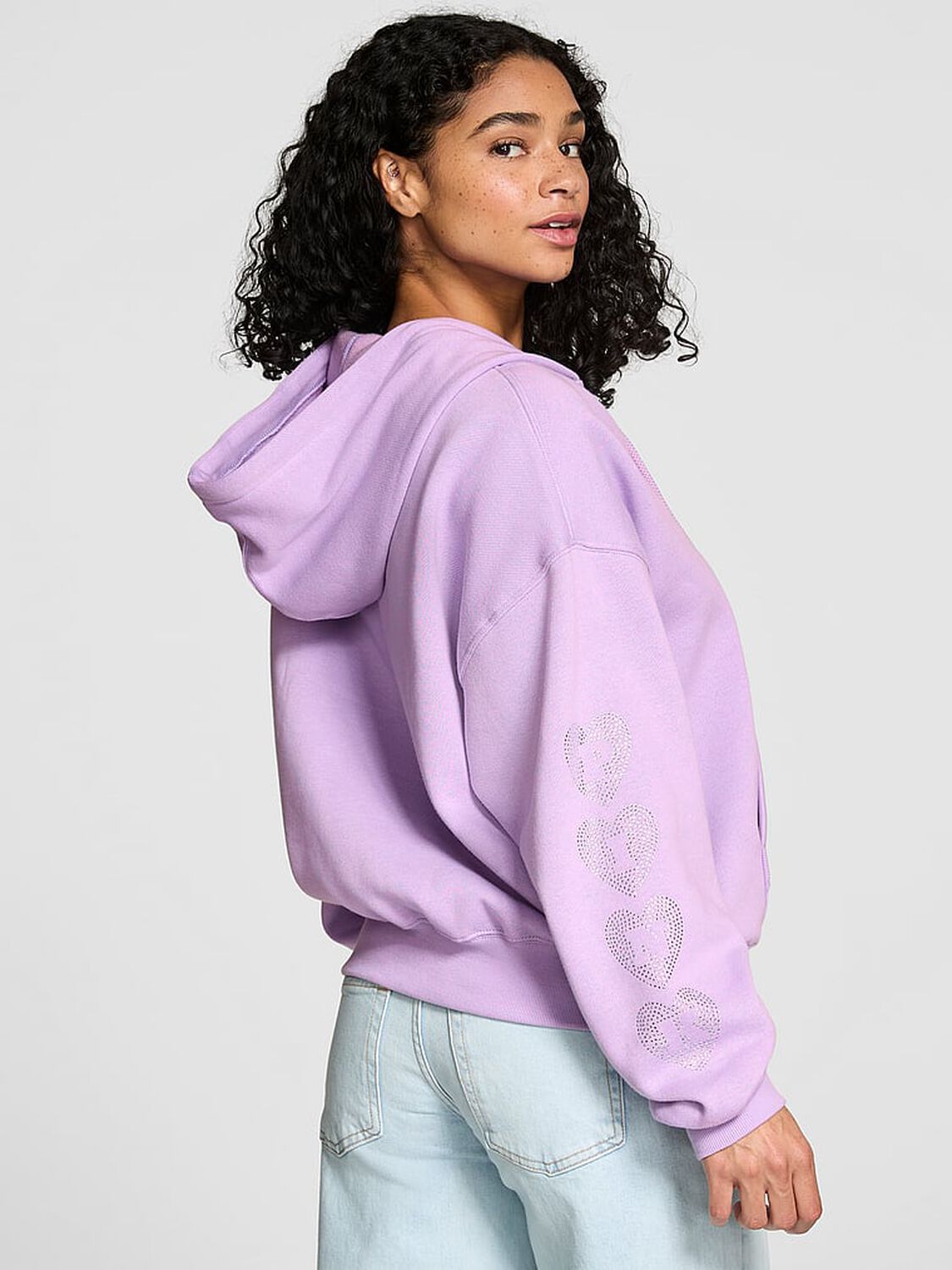 vs Pink Campus Fleece&trade; Half-Zip Hoodie Aster Vday 2 of 3 
