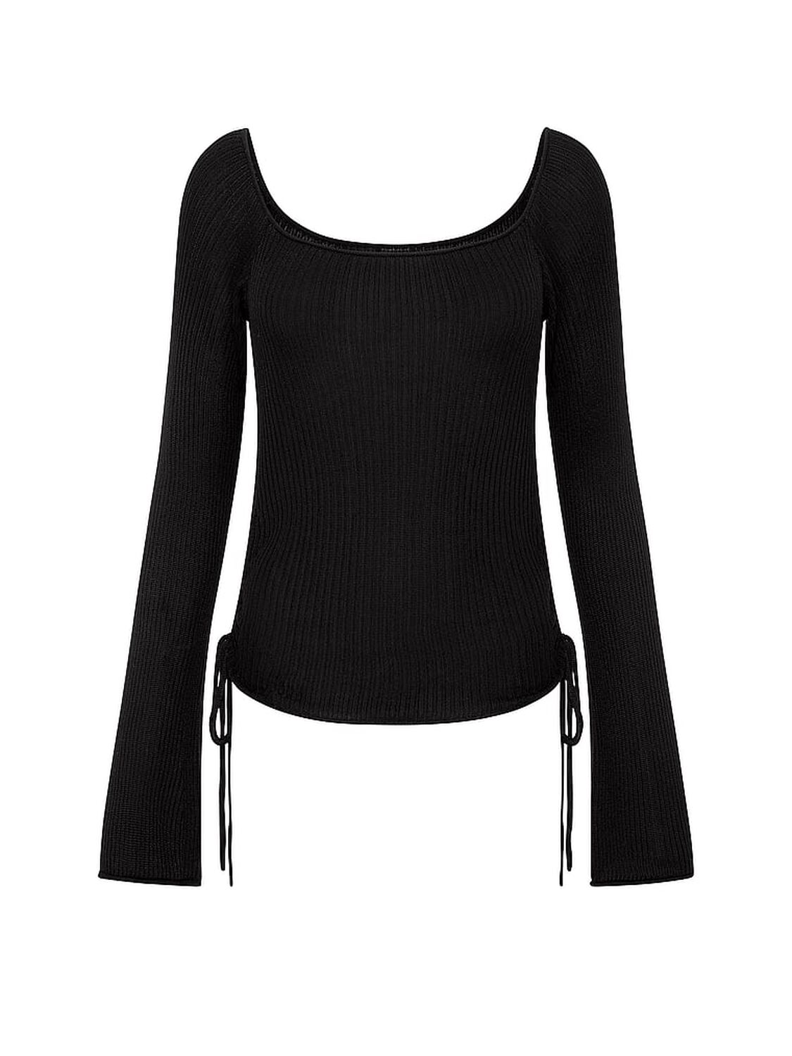 vs Pink Side-Ruched Oﬀ-The-Shoulder Sweater Pure Black 3 of 3 