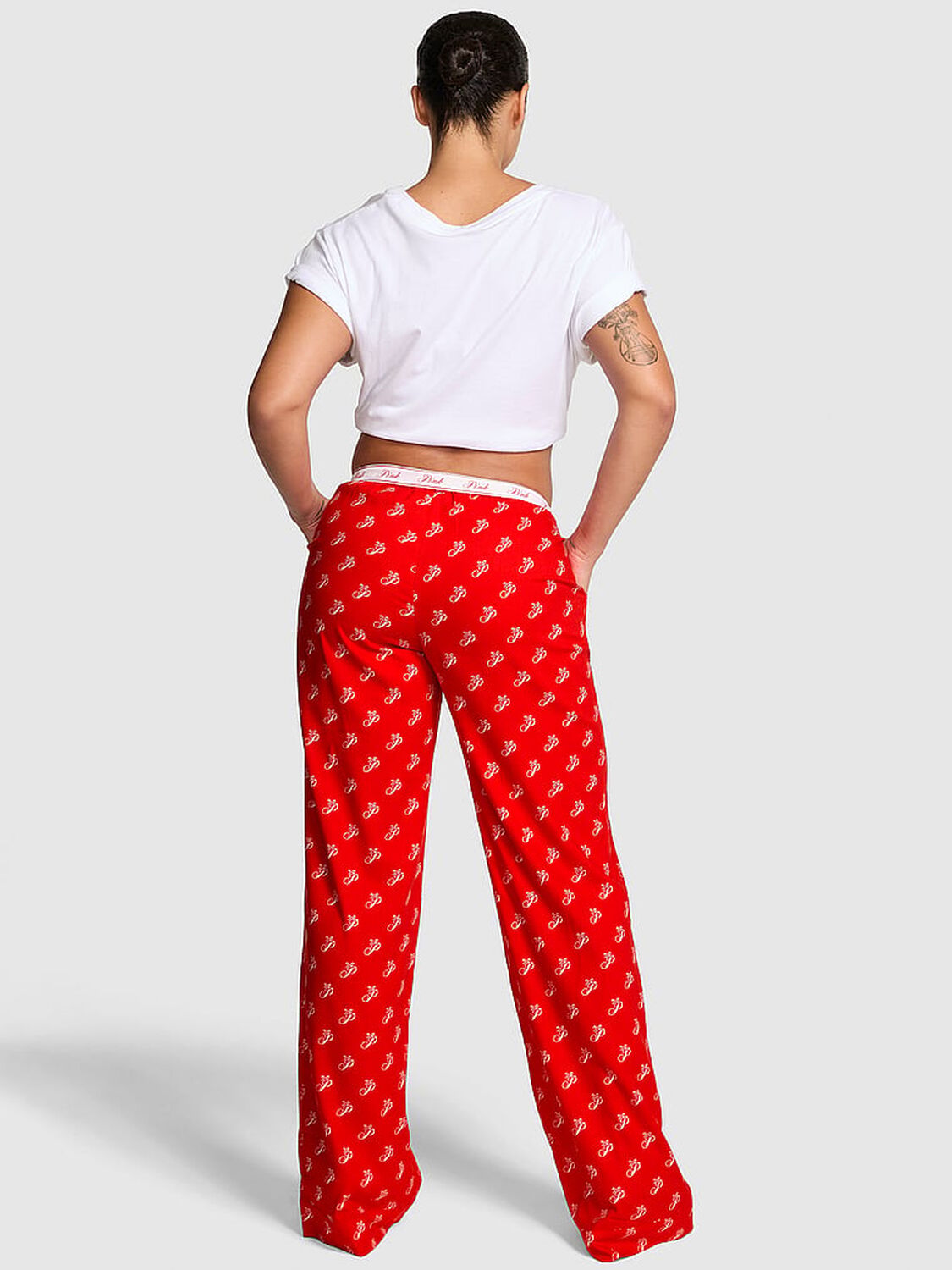 vs Pink Flannel Sleep Pants Bright Vermillion 'P' Script Logo Print 2 of 2 