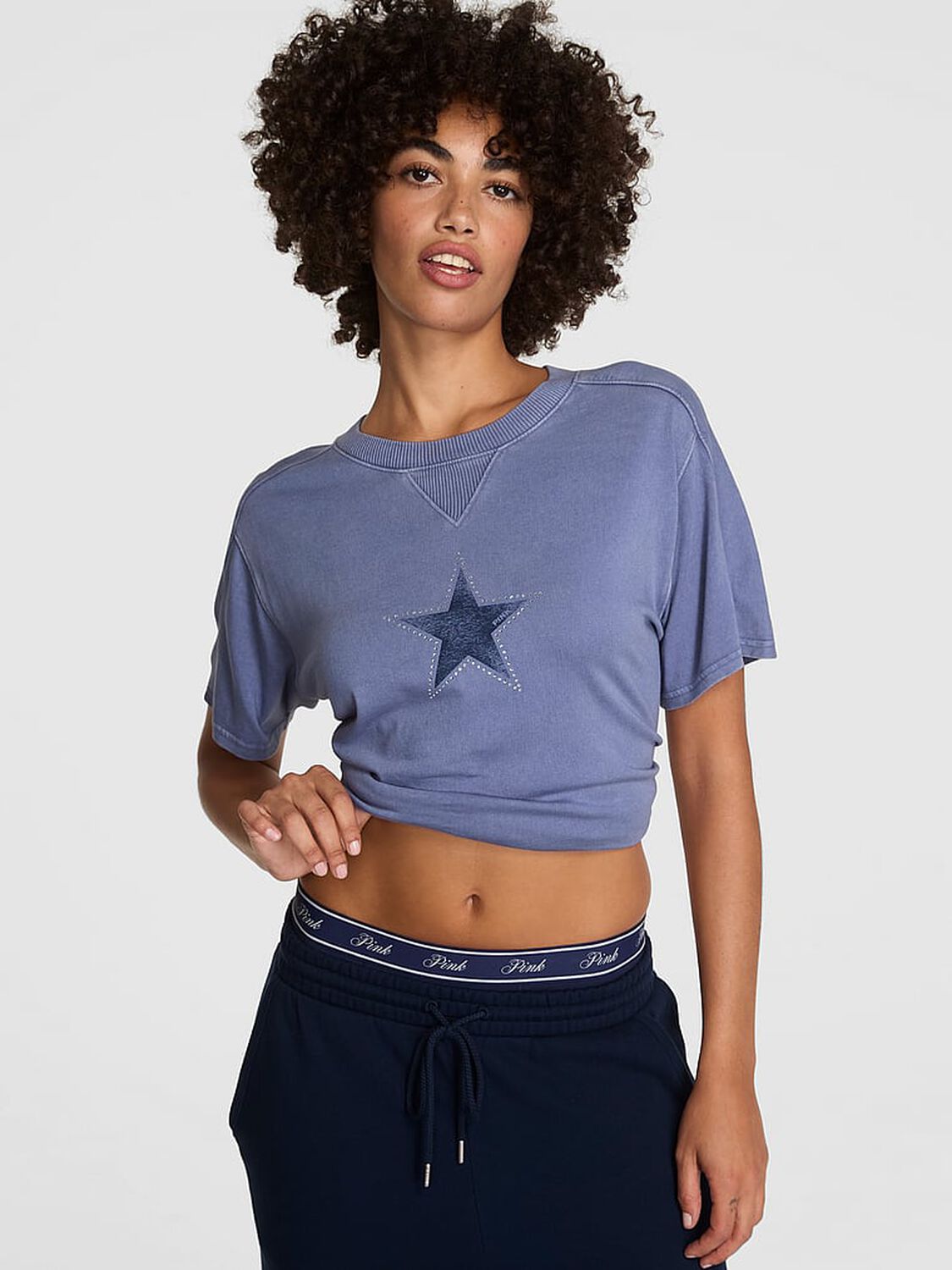 vs Pink Retro Cotton Boxy Tee Dusty Iris Band Capsule 1 of 3 