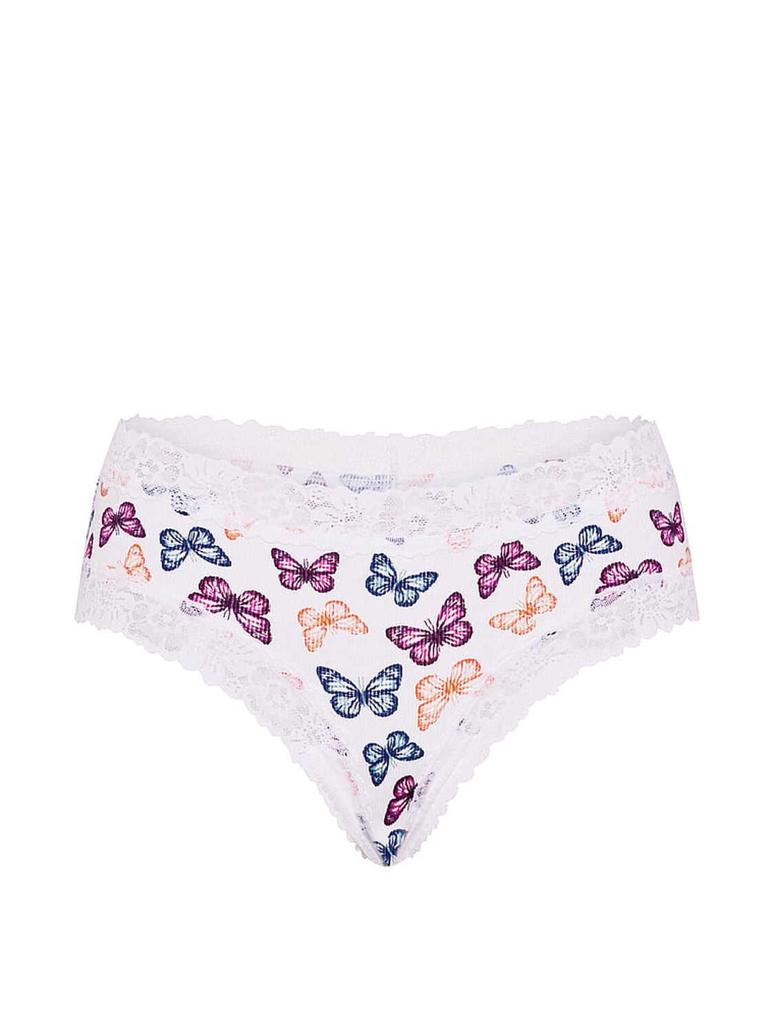 vs Pink Cotton Lace Trim Cheeky Panty Vs White Multi Color Butterfly 3 of 3 
