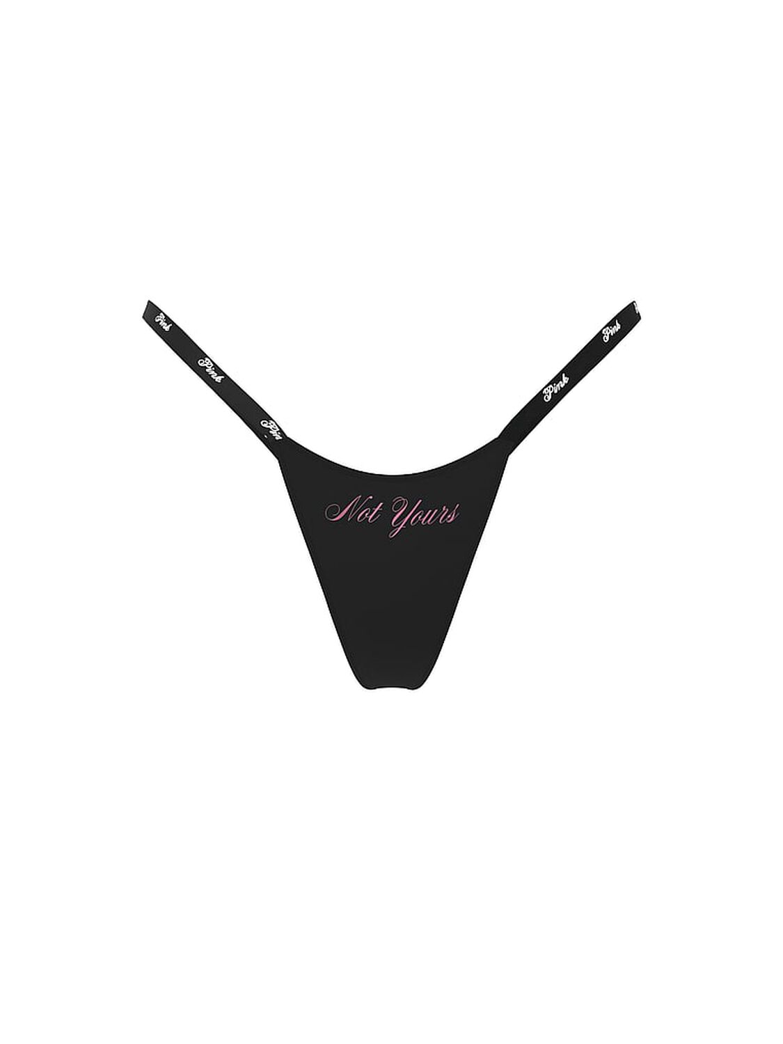 vs Pink Logo Cotton String Micro Thong Panty Black Not Yours Graphic 3 of 3 