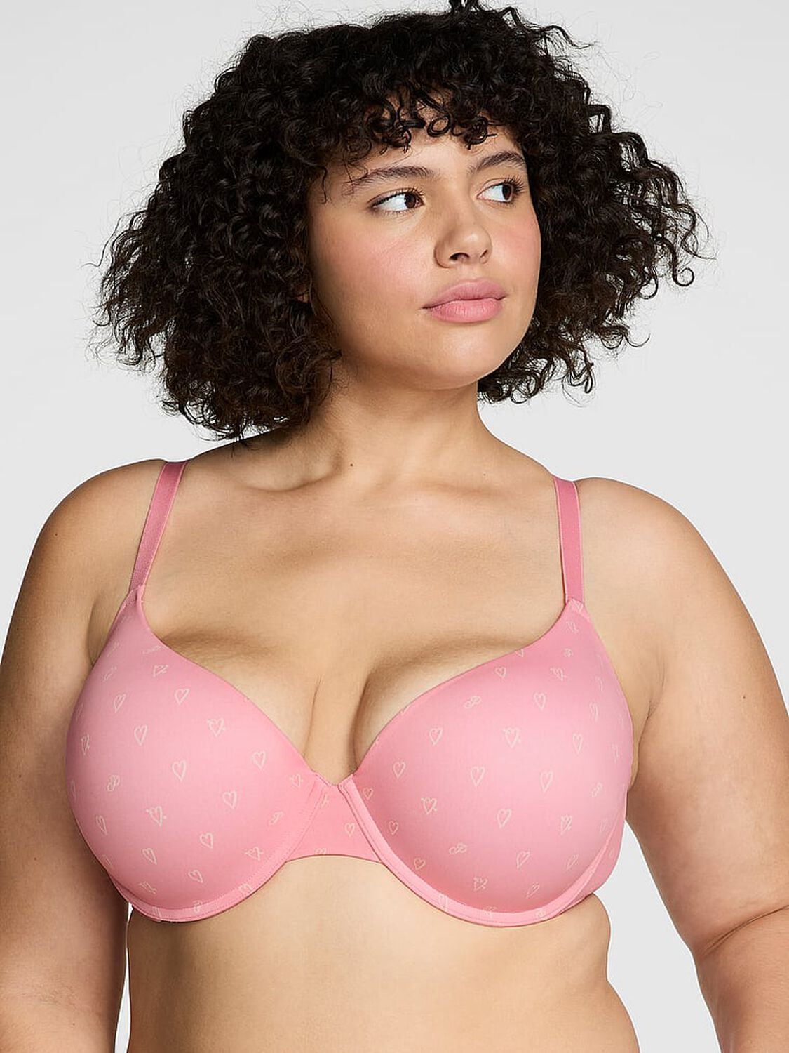 vs Pink Wear Everywhere Wear Everywhere Push-Up Bra Petal Pink Heart Print 1 of 3 