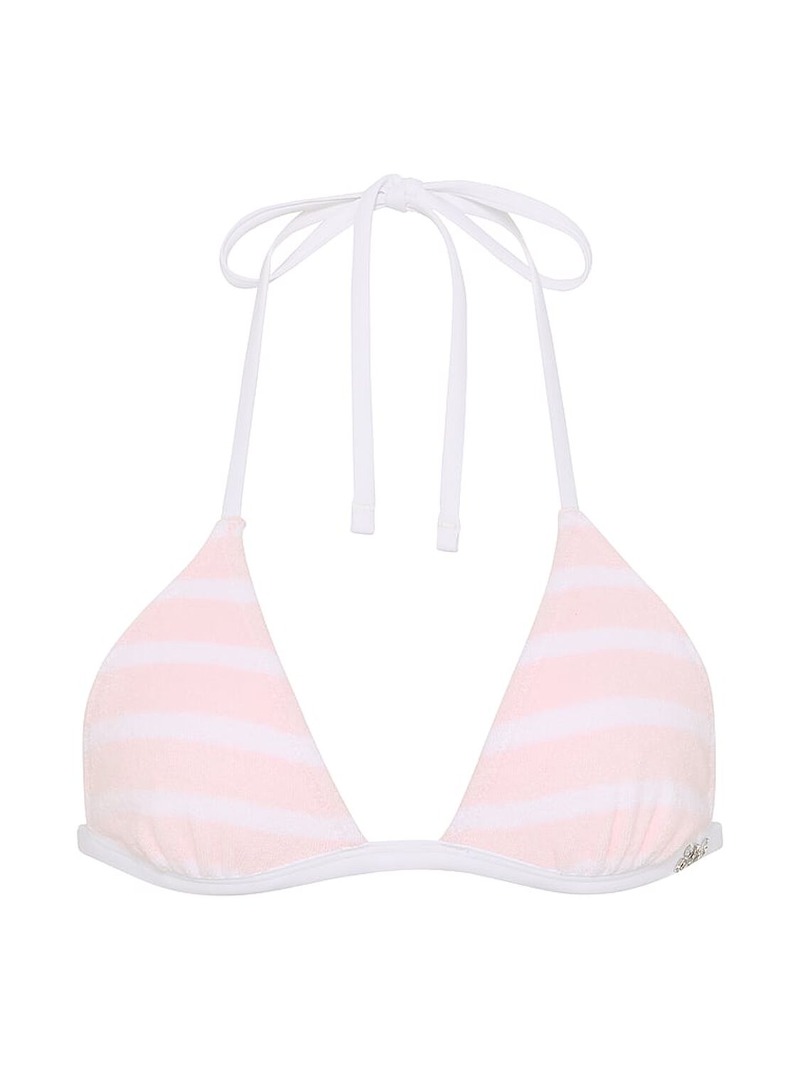 pink Pink Push-Up Triangle String Bikini Top Pink And White Stripe 3 of 3 