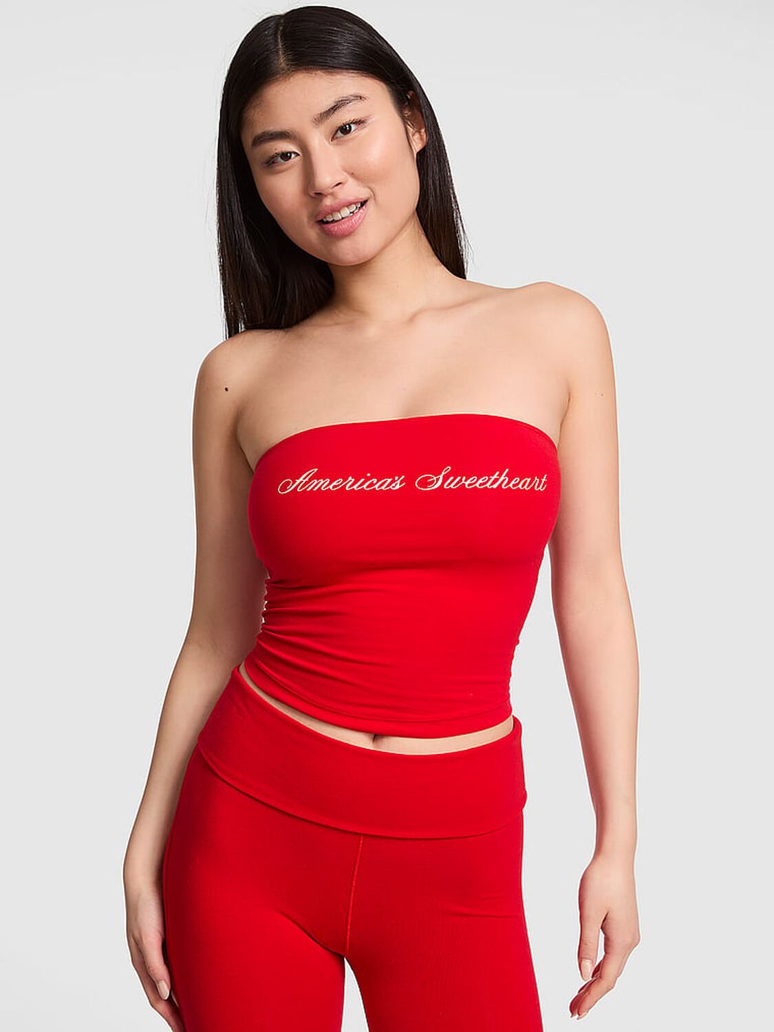 vs Pink All-Day Cotton Tube Top Red Pepper 1 of 3 