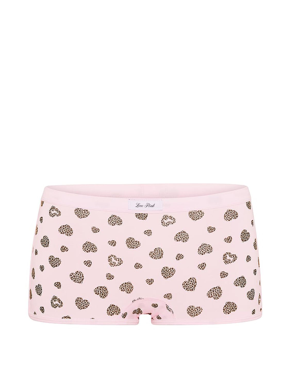 vs Pink Cotton Dorm Boyshort Panty Pink Tulip Leo Heart Print 3 of 3 