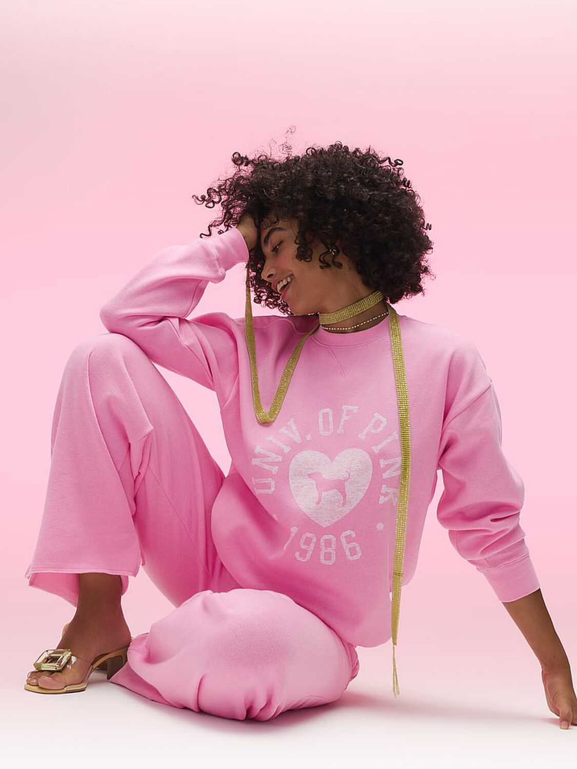 pink Pink Campus Fleece&trade; Wide-Leg Split-Hem Sweatpants Pink Lollipop 4 of 4 