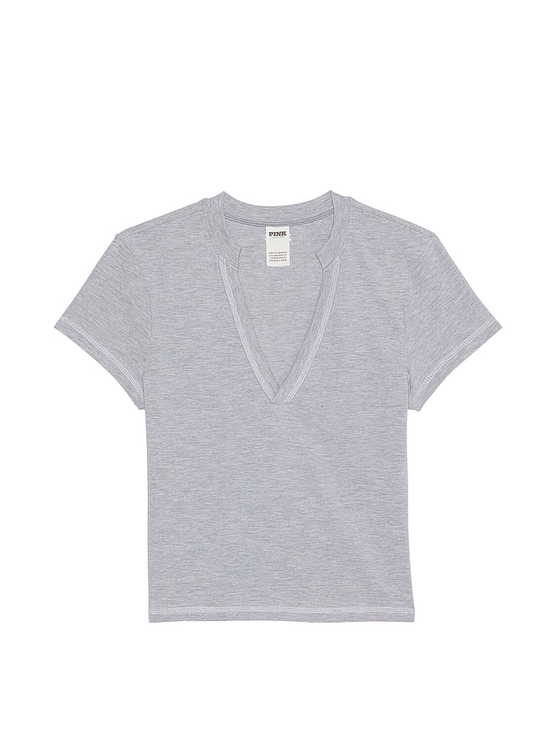 vs Pink All-Day Cotton Plunge Cropped Top Medium Heather Grey 2 of 3 