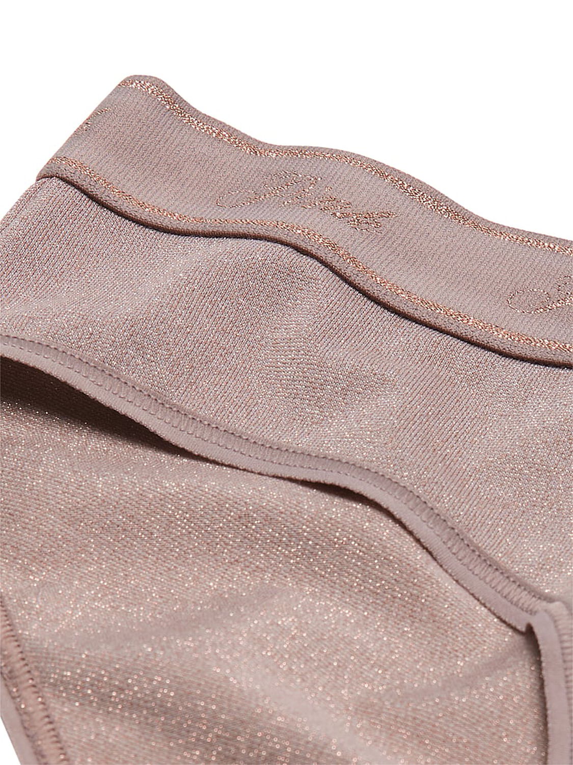 vs Pink Logo Cotton Shimmer Hiphugger Panty Iced Coffee Sparkle Knit 4 of 4 