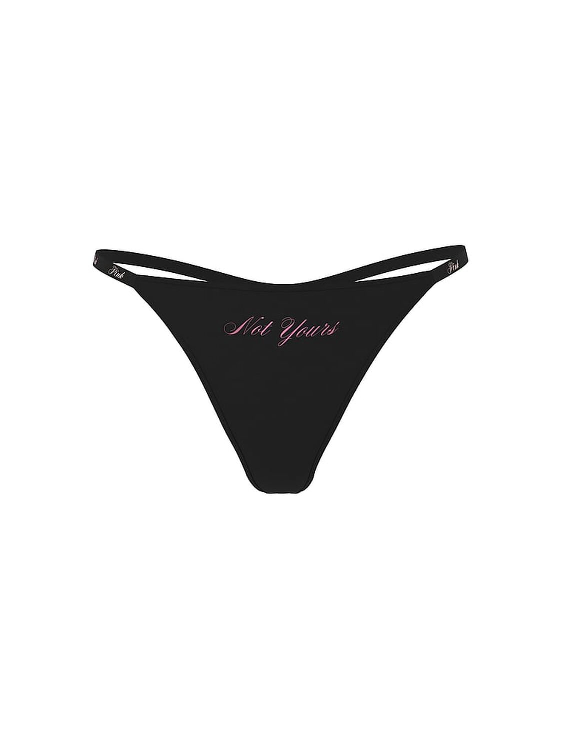 vs Pink Logo Cotton Scoop Thong Panty Black 3 of 3 