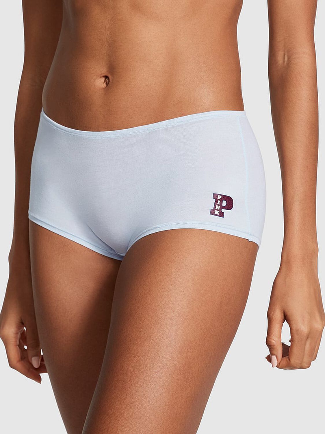 vs Pink Cotton Boyshort Panty Hydrangea Blue W Pink Graphic 1 of 3 