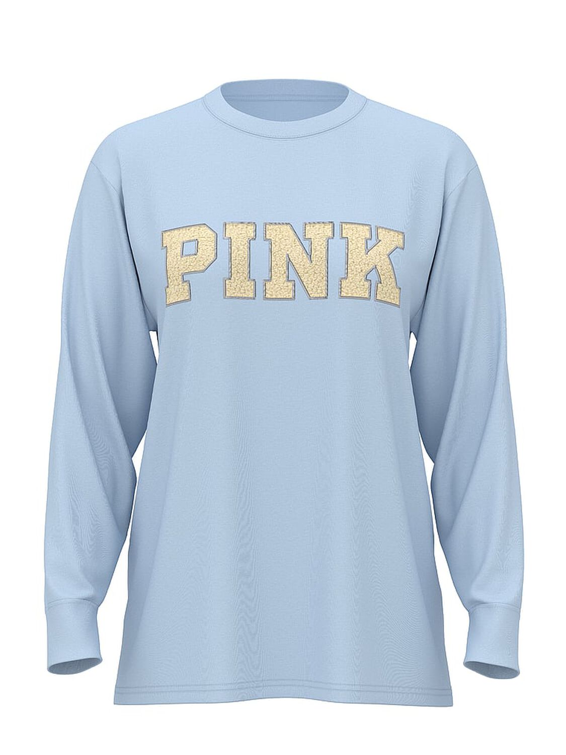vs Pink Campus Cotton Long-Sleeve Tee Icy Blue Santas Fav 1 of 2 