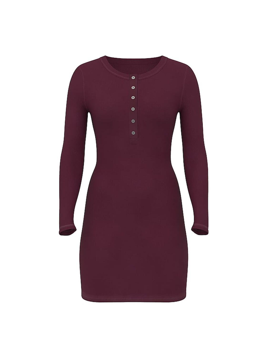 vs Pink Vintage Ribbed Henley Long-Sleeve Dress Wild Rose 3 of 3 