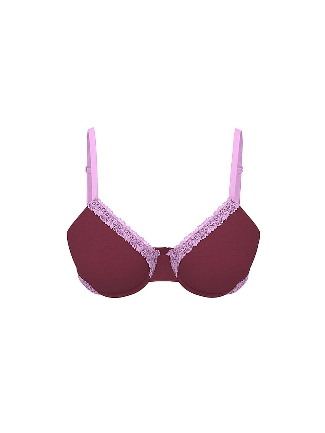 vs Pink Wear Everywhere Wear Everywhere Lightly Lined Full Coverage T-Shirt Bra Heather Burgundy 3 of 3 