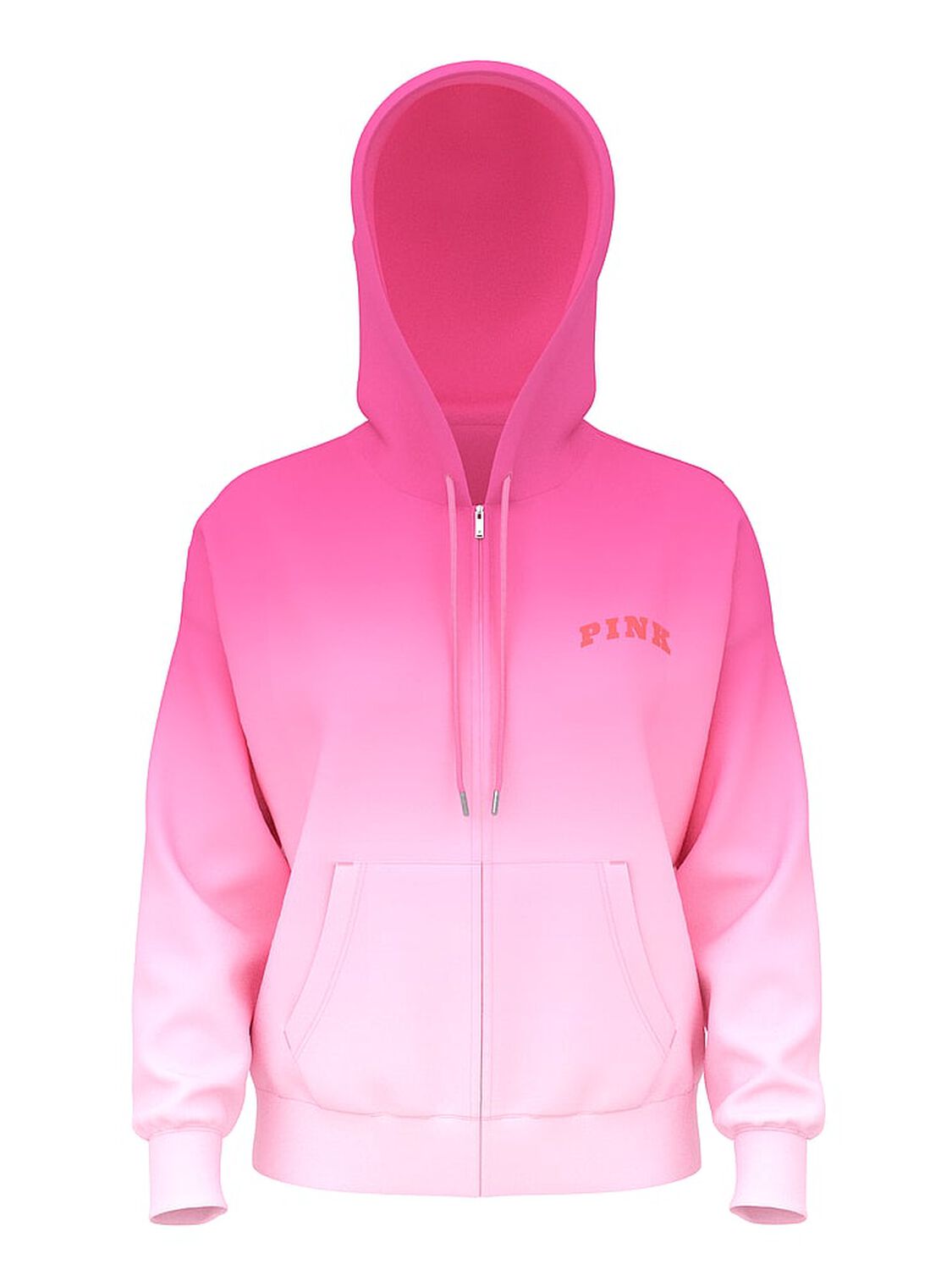 vs Pink Ivy Fleece Campus Full-Zip Hoodie Pink Lollipop Dip Dye 3 of 3 