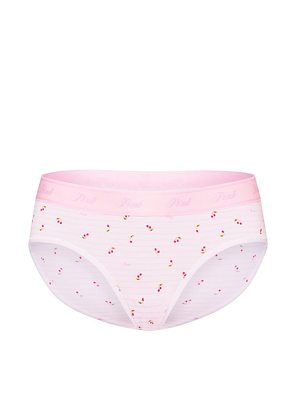 vs Pink Logo Cotton Hiphugger Panty Pink Tulip Stripe Cherry Print 3 of 3 