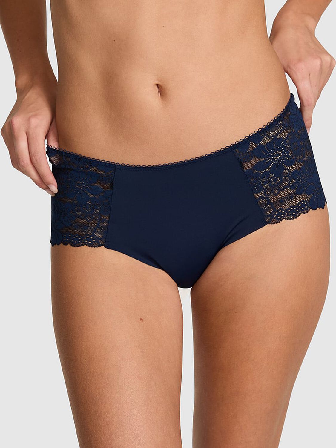 vs Pink No-Show Cheeky Panty Noir Navy 1 of 3 