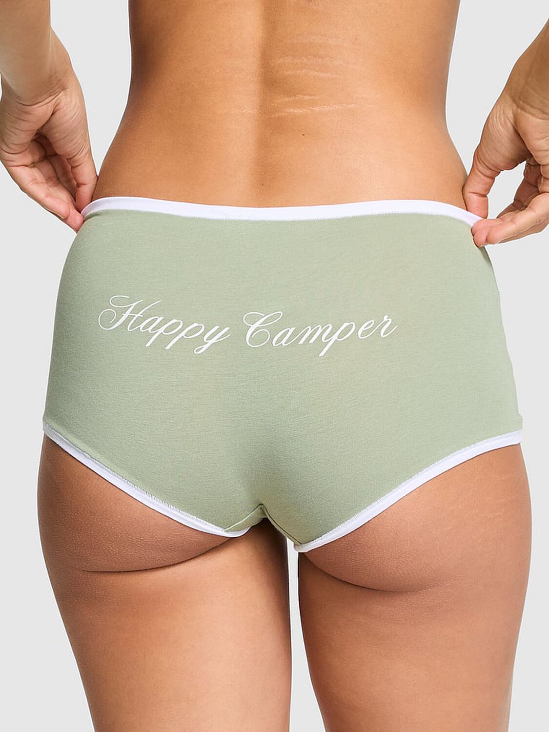 vs Pink Cotton Boyshort Panty Green Garden Happy Camper Butt Graphic 3 of 4 